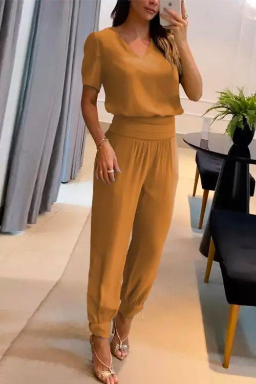 Damen-Hose, hohe Taille, kurzärmelige Baumwolle, Polyester-4