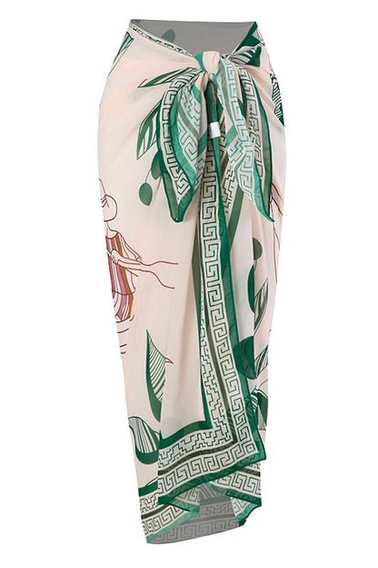 Variant image for Badeanzug Damen mit Bogenfront und gemustertem Wickelrock aus Polyester-5