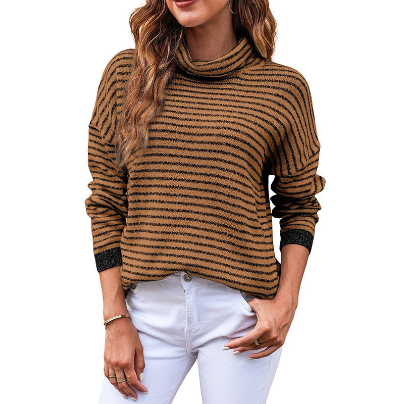 Variant image for Damen-Strickpullover, Rollkragen, gestreiftes weiches Material-36