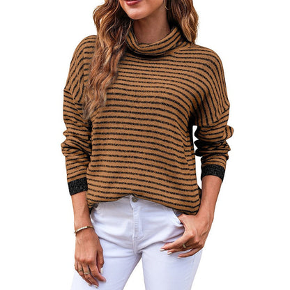 Variant image for Damen-Strickpullover, Rollkragen, gestreiftes weiches Material-36