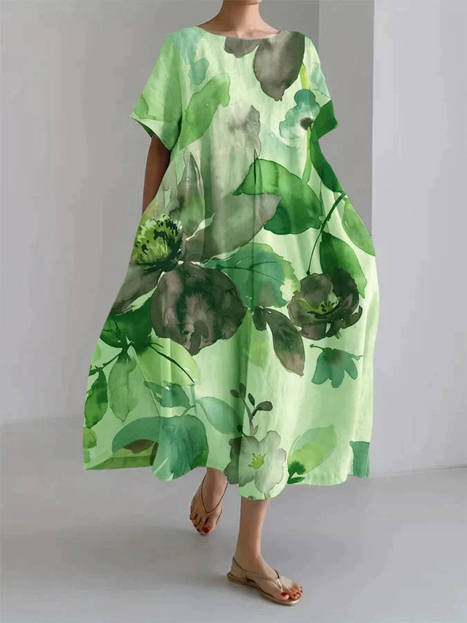 Variant image for Damen-Kleid, botanisch, Muster, leichtes Material-25