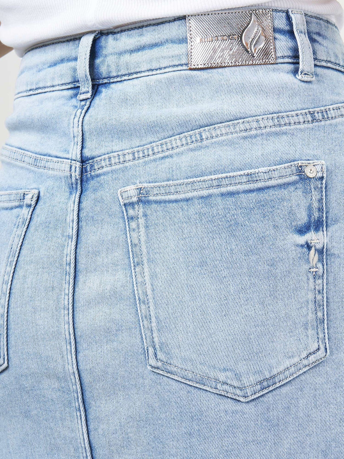 Damen-Rock, hohe Taille, Stretch, Denim, mit Schlitz-4