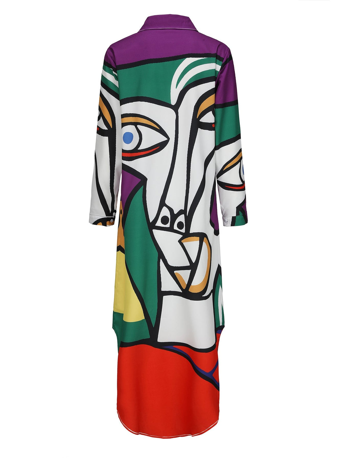 Damen-Maxikleid, Fest, mit Gesichtsmuster und Schlitz, aus Polyester-4