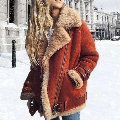Variant image for Damen-Mantel, elegant Lammfell, Winterjacke-9