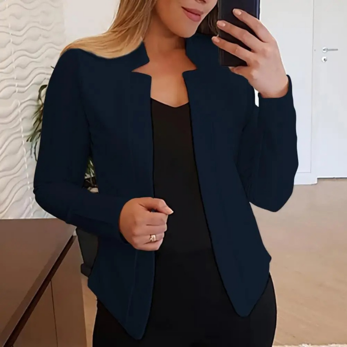 Damen Blazer Tailliertes Polyester für Büroarbeit Elegantes Design-4