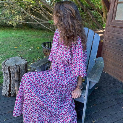 Damen-Maxikleid mit Print aus leichtem Material für Sommerveranstaltungen-4