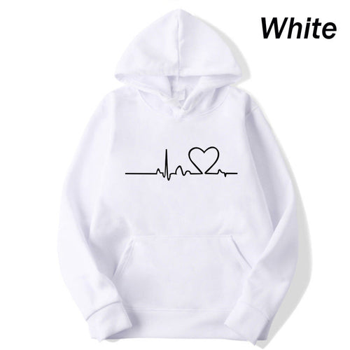 Damen-Hoodie Herzschlag-Print Polyester Lässig-1