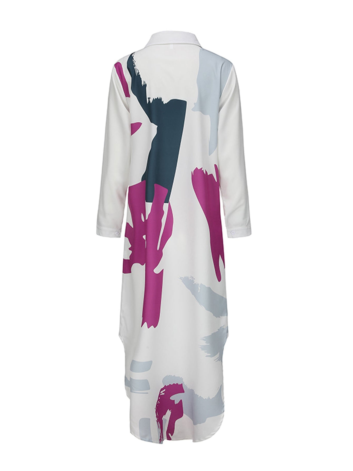 Damen-Kleid, langärmelig, Midi, grafisches Muster, Polyester-4
