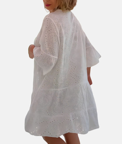 Schöne Damenkleider mit Augenstickerei, leichter Polyester-3