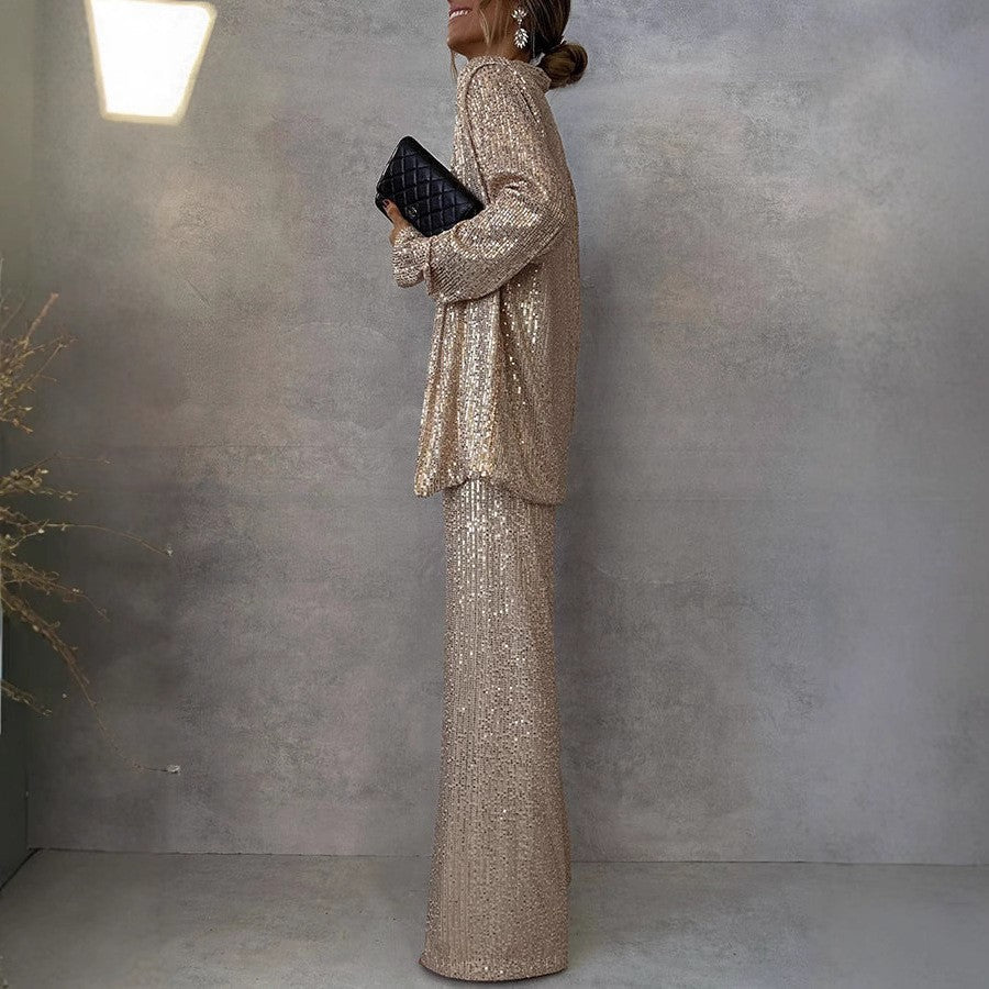 Damen-Paillettenkleid, hohe Taille, Polyesterfaser, glamourös, Design-3