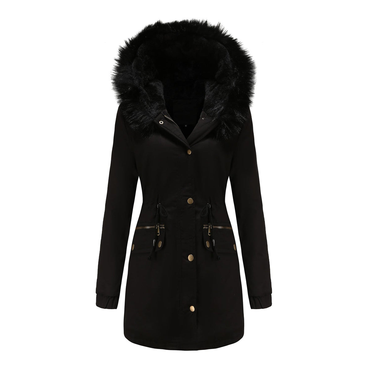 Damen-Parka-Mantel mit Fleecefutter und Kapuze, Baumwolle, Polyester-4
