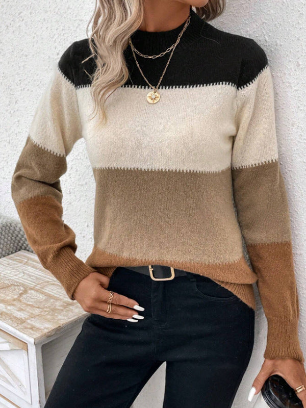 Damen-Strickpullover, Farbblock, moderner weicher Stoff 11