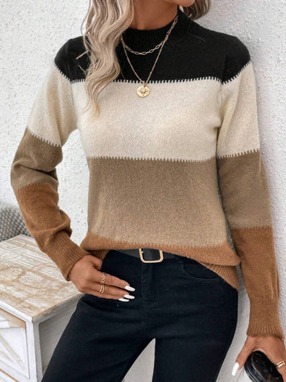 Damen-Strickpullover, Farbblock, moderner weicher Stoff 11