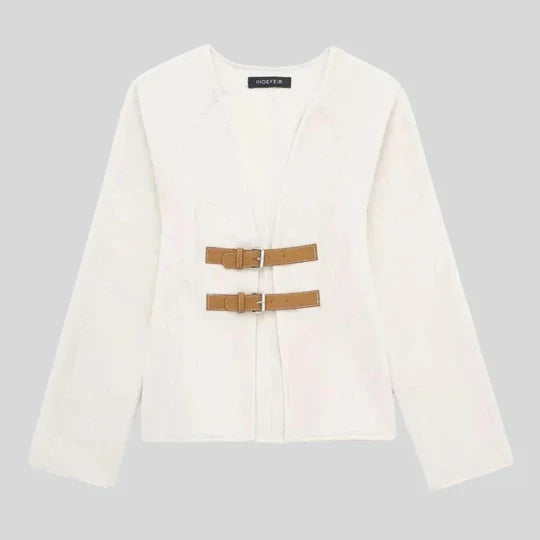 Vintage-Damenjacke mit Schnalle – Leichtes Material, feminine Details, perfekte Passform, vielseitige Jacke für Alltag und Fest 6