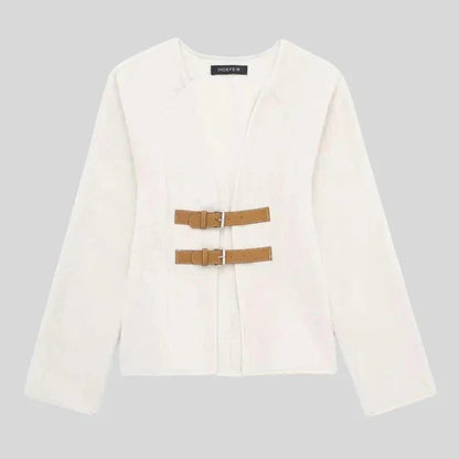 Vintage-Damenjacke mit Schnalle – Leichtes Material, feminine Details, perfekte Passform, vielseitige Jacke für Alltag und Fest 6