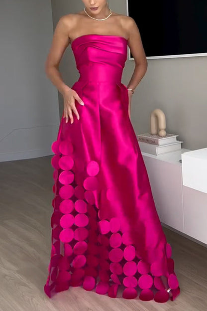 Damen-Maxikleid, trägerlos Polka Dots, Baumwolle, Polyester-4