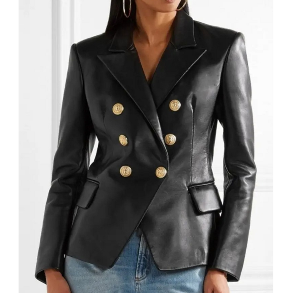 Damen-Blazer, Doppelbrust, tailliertes Polyester-4