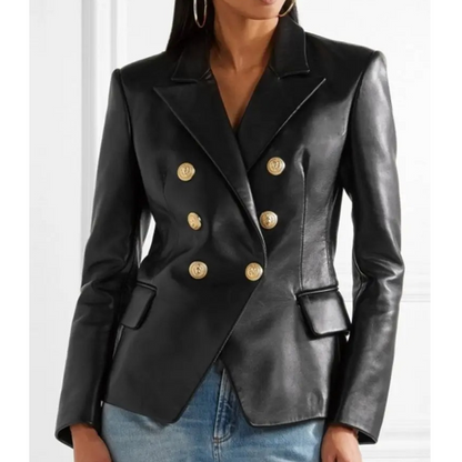 Damen-Blazer, Doppelbrust, tailliertes Polyester-4