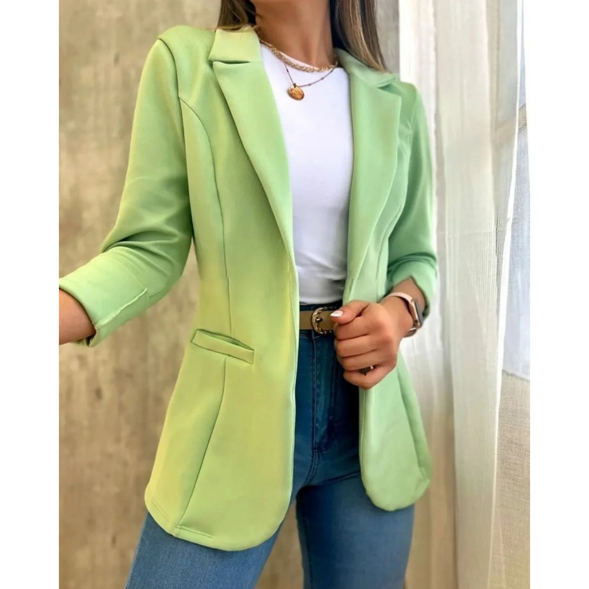 Damen Blazer Vintage Stil Hochwertiger Stoff Elegantes Design-4