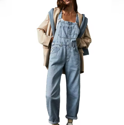 Damen-Dungarees, verstellbare Riemen, lässiger Denim-4