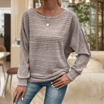 Damenpullover mit langen Ärmeln, Texturmuster, 100% Polyester-5