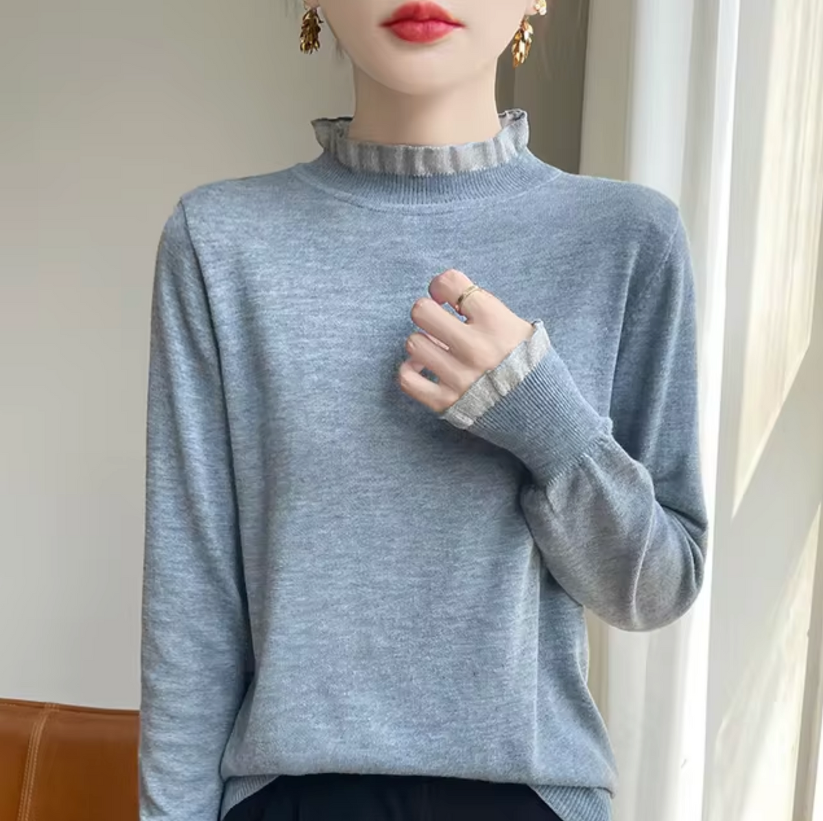 Damen-Rollkragenpullover, breite Passform, aus Kaschmir und Wolle 10