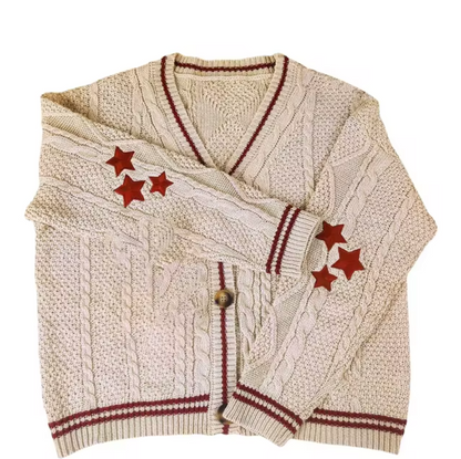 Variant image for Damen-Strickpullover, mit Sternenprint, vintage Stil, weiches Material-13