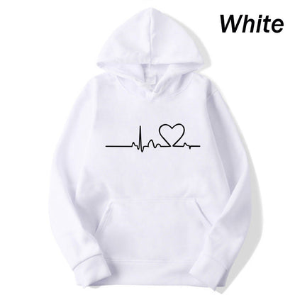 Variant image for Damen-Hoodie Herzschlag-Print Polyester Lässig-1