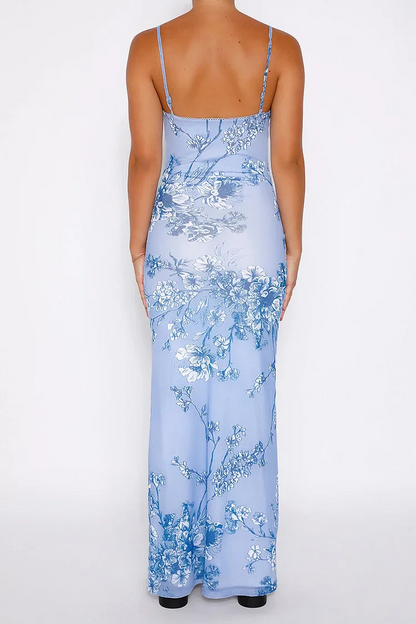 Damen-Maxikleid Blumenmuster V-Ausschnitt 100% Polyester 6