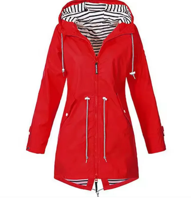 Wasserdichte Damenjacke mit Kapuze Elegantes Design Leichtes Polyester-4