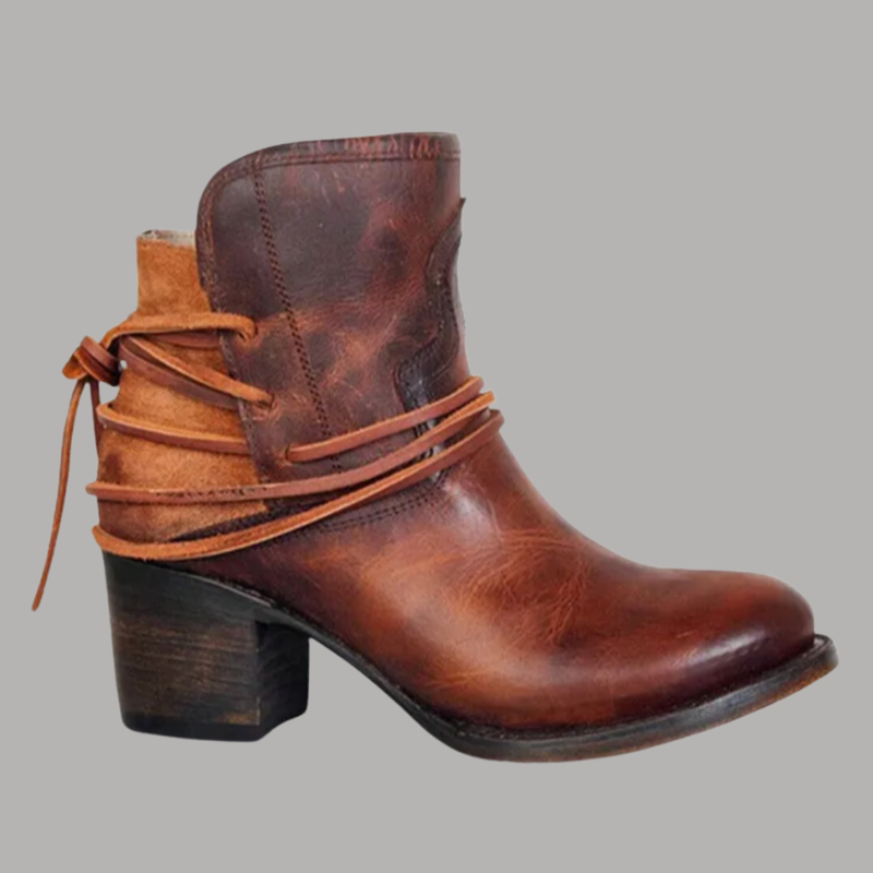 Damen Ankelstiefel Elegantes Leder-3