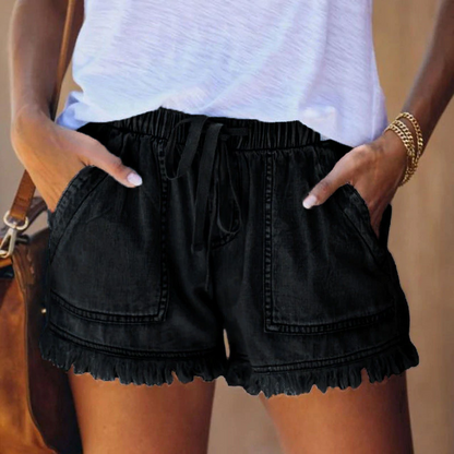 Damen-Shorts, hohe Taille, dehnbarer Denim 7