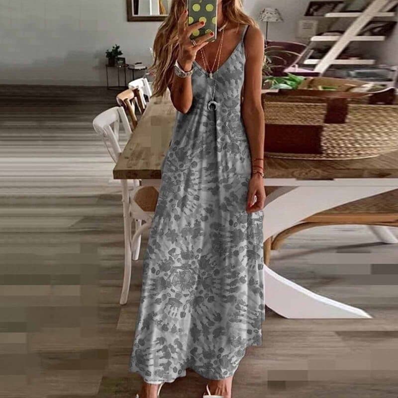 Damen-Maxikleid, Ärmelloser Eleganter Atmungsaktiver Stoff-4