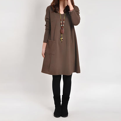 Variant image for Damen Langarm-Kleid Lockerer Schnitt Weicher Stoff-5