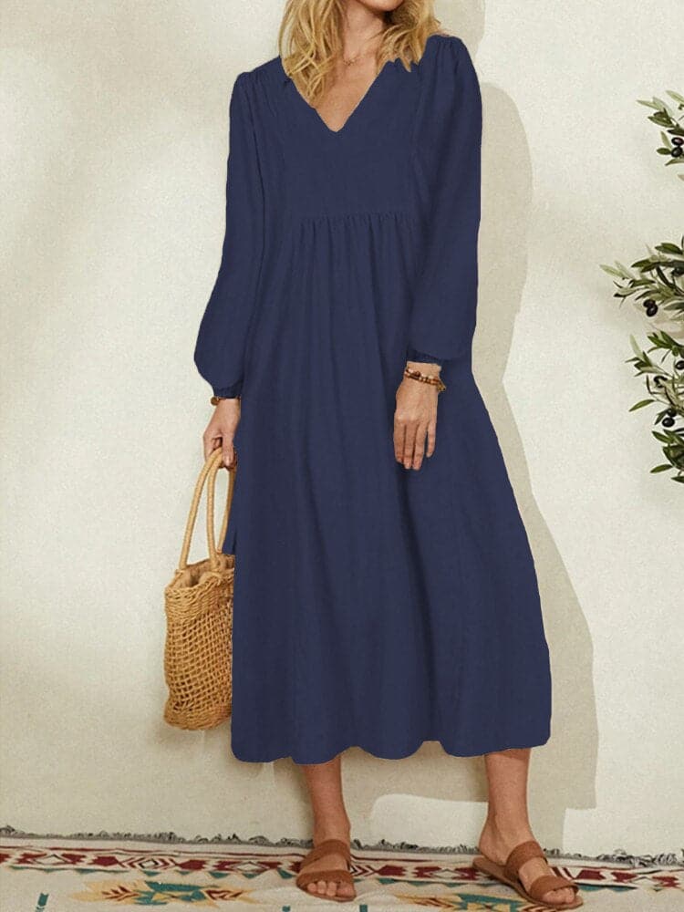 Damen-Kleid, leicht, Baumwolle, knielang, elegant, für den Sommer-4