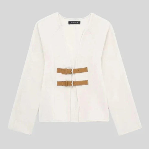 Vintage-Damenjacke mit Schnalle – Leichtes Material, feminine Details, perfekte Passform, vielseitige Jacke für Alltag und Fest 1