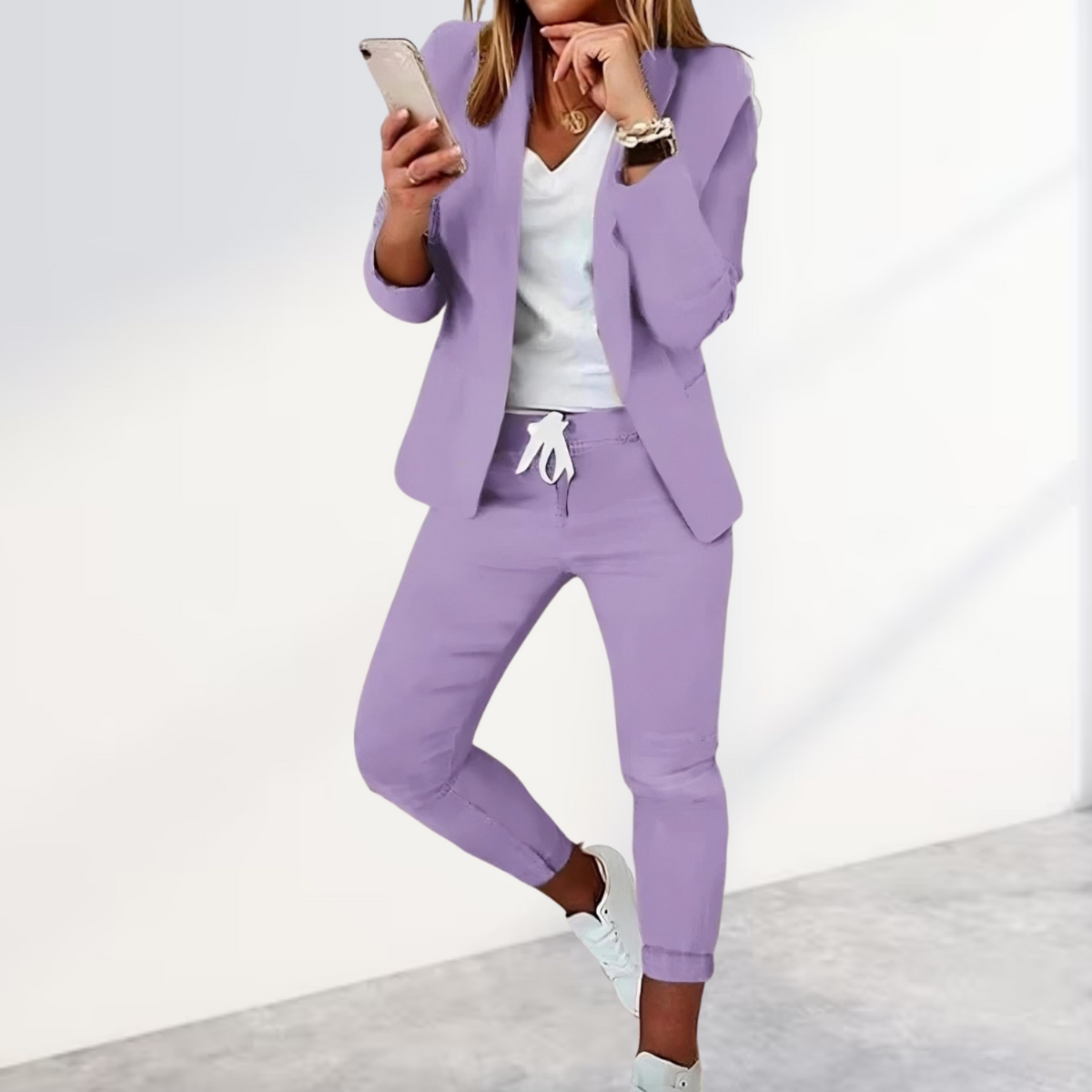 Damen Blazer-Set Trendiger Stil Hochwertiger Stoff-4