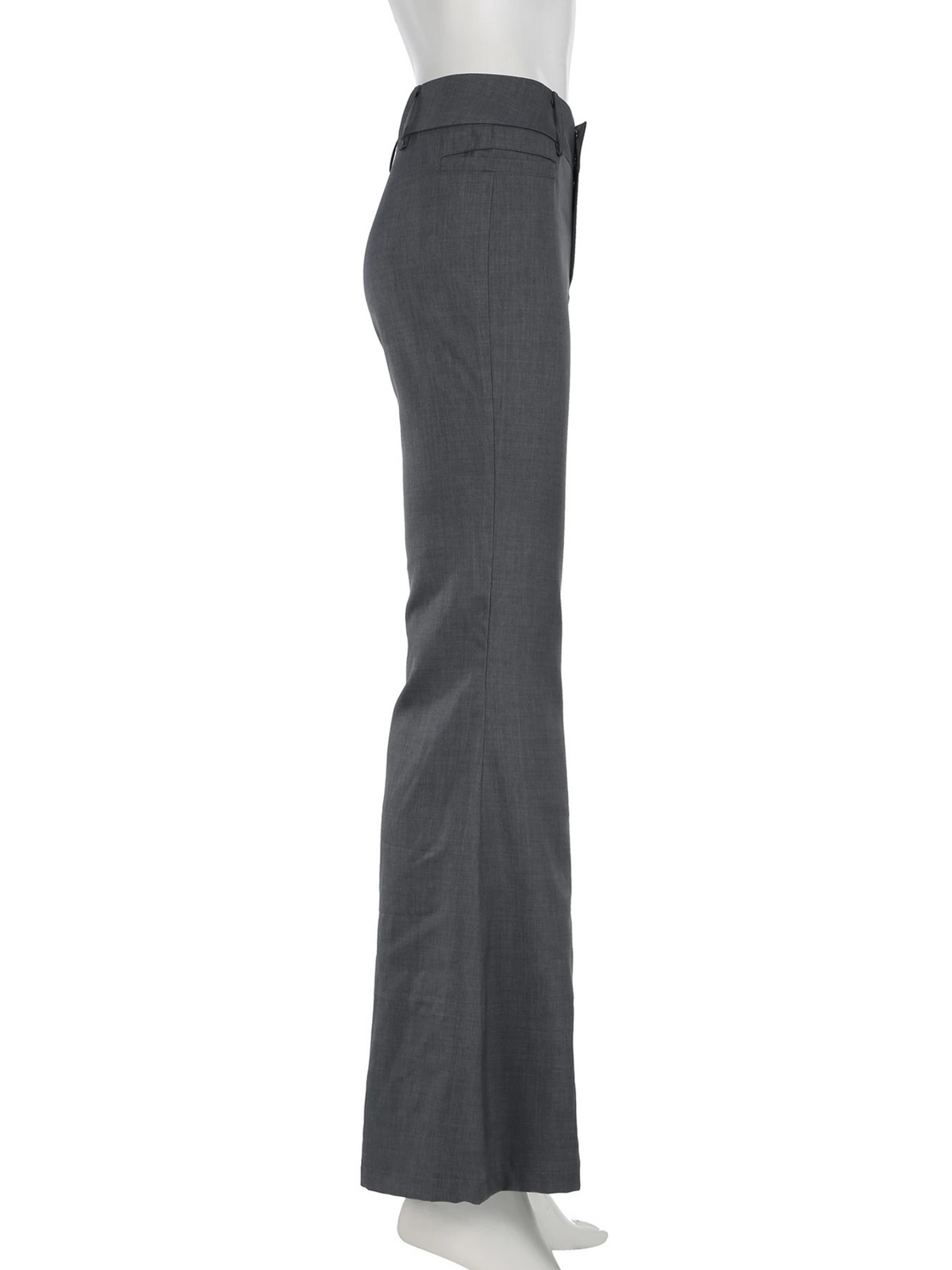 Damen-Hose, hohe Taille, Polyester, grau-4