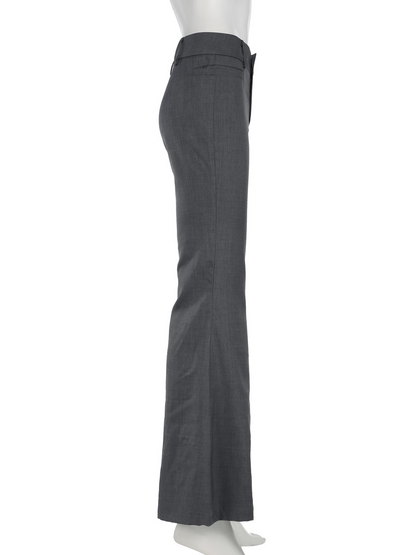 Damen-Hose, hohe Taille, Polyester, grau-4