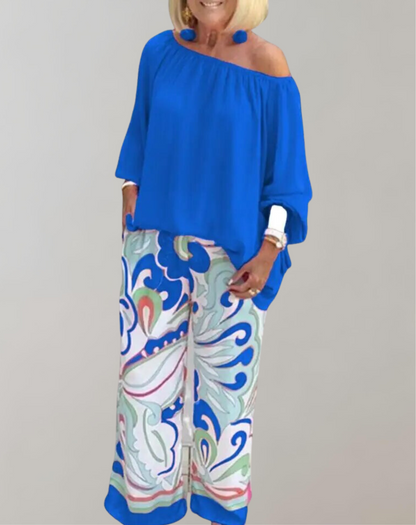 Variantenbild für Damen-Top und -Hose im lässigen Stil, 100% Baumwolle-2