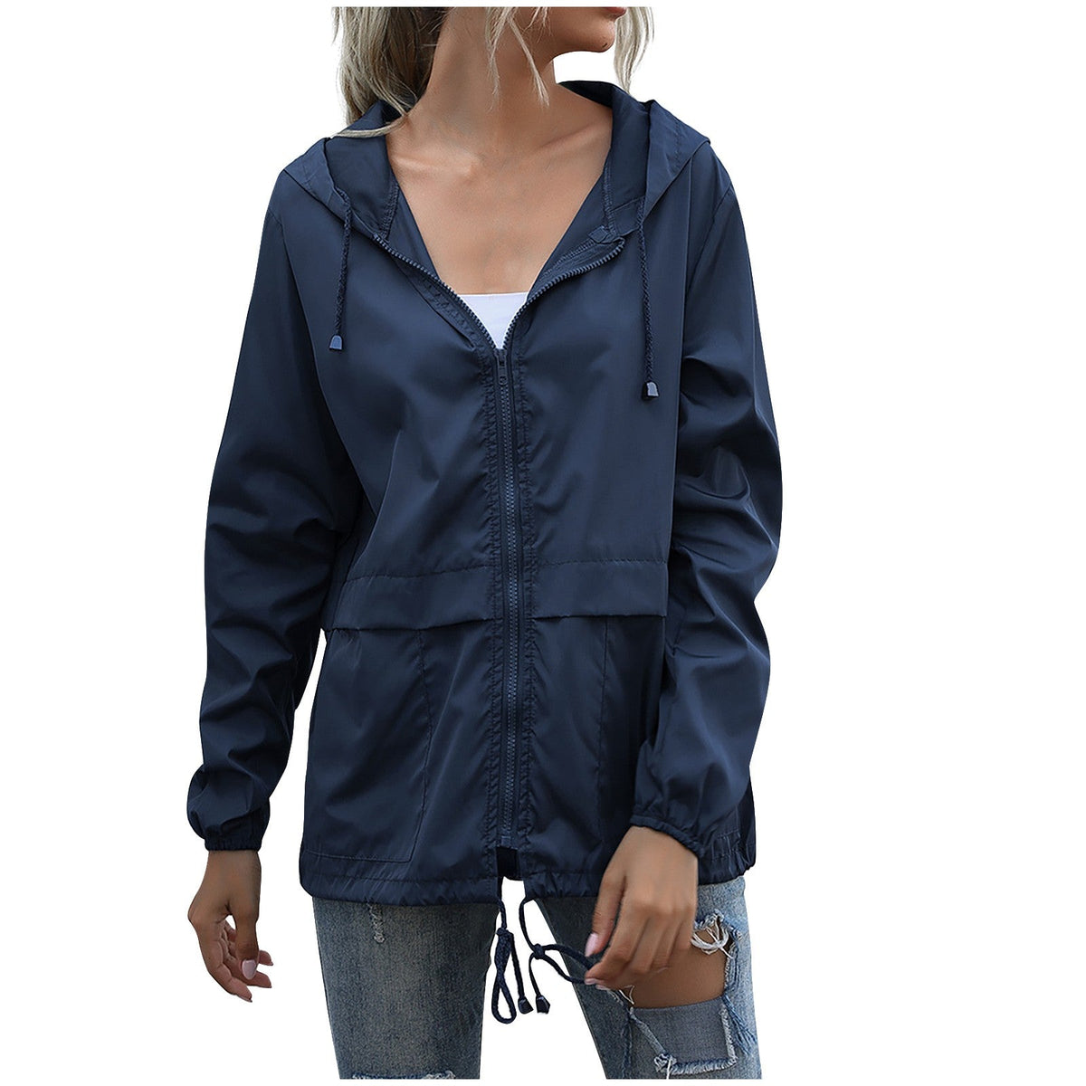 Transparente Damen-Regenjacke mit Kapuze – wasserabweisendes Material und elegantes Design, perfekt für Outdoor-Aktivitäten 1