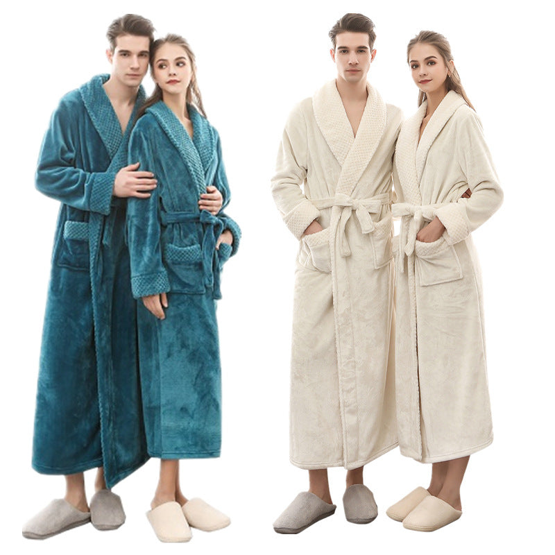 Unisex-Bademantel, Flanell, Loose Fit, Korallvelours-3