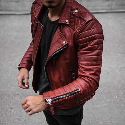 Herren-Lederjacke, Leder, exklusives Design, tailliert-3