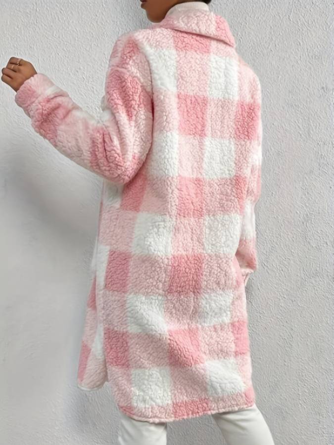 Damen-Fleece-Mantel, verspieltes Muster, flauschiges Material 3