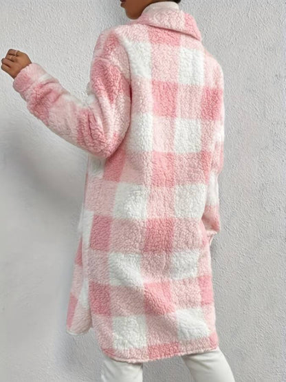 Damen-Fleece-Mantel, verspieltes Muster, flauschiges Material 3