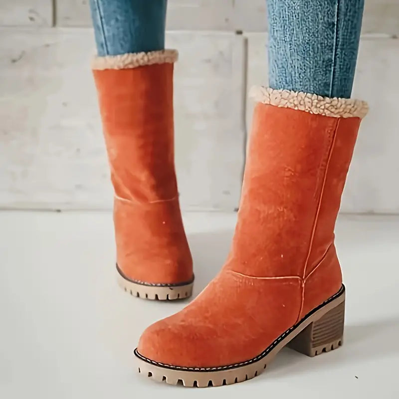 Damen-Schneestiefel, wadenlang, Fleecefutter, lederähnlich-5