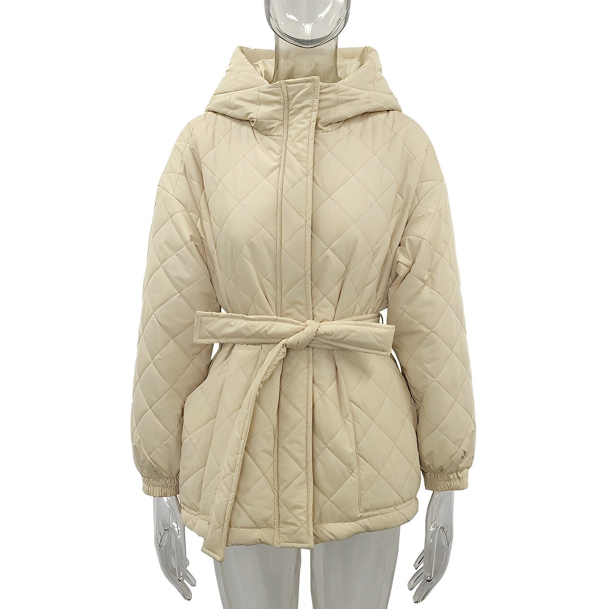 Damenjacke mit Gürtel Dicke Baumwolle Eleganter Stil-1