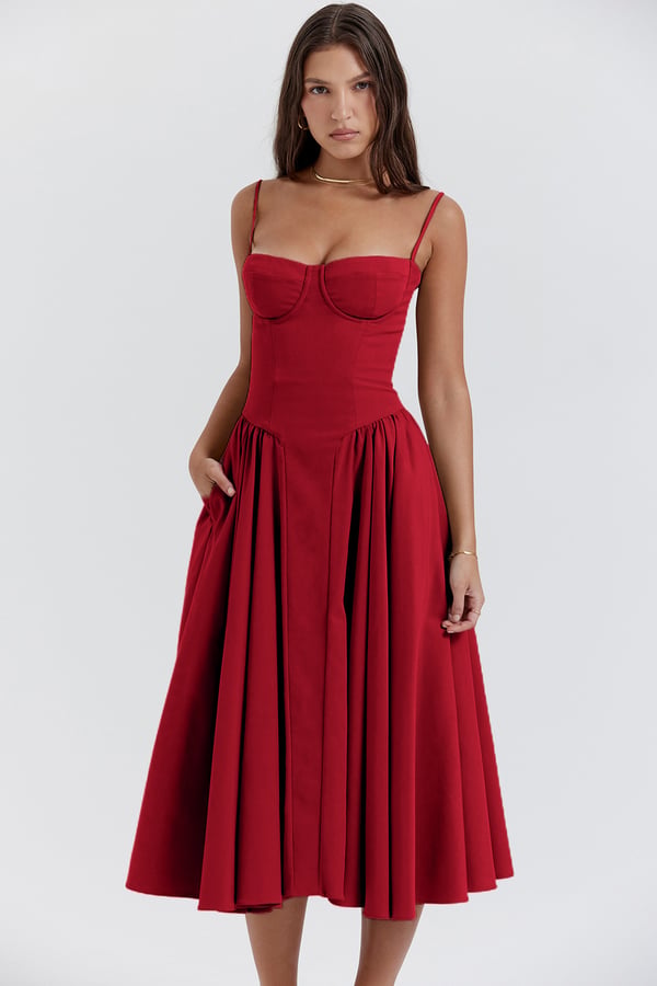 Damen-Midikleid, ärmellos, weicher Stoff, elegant-5