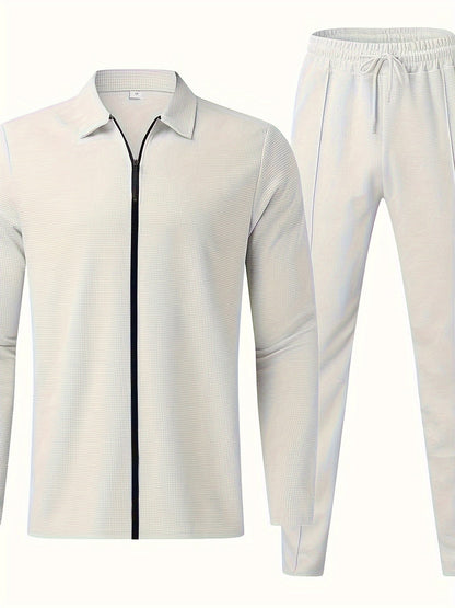 Herren Trainingsanzug Volle Zip Baumwolle Casual-4