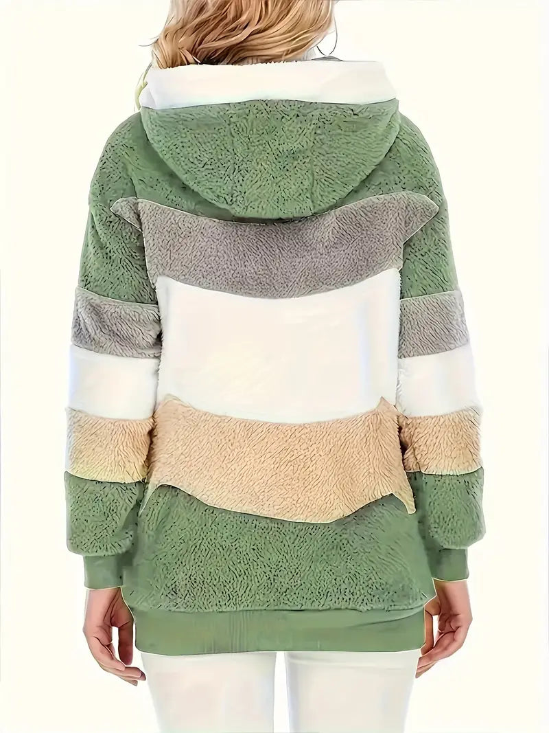 Variant image for Damen-Kapuzenjacke Farbblock Flauschig Polyester-16